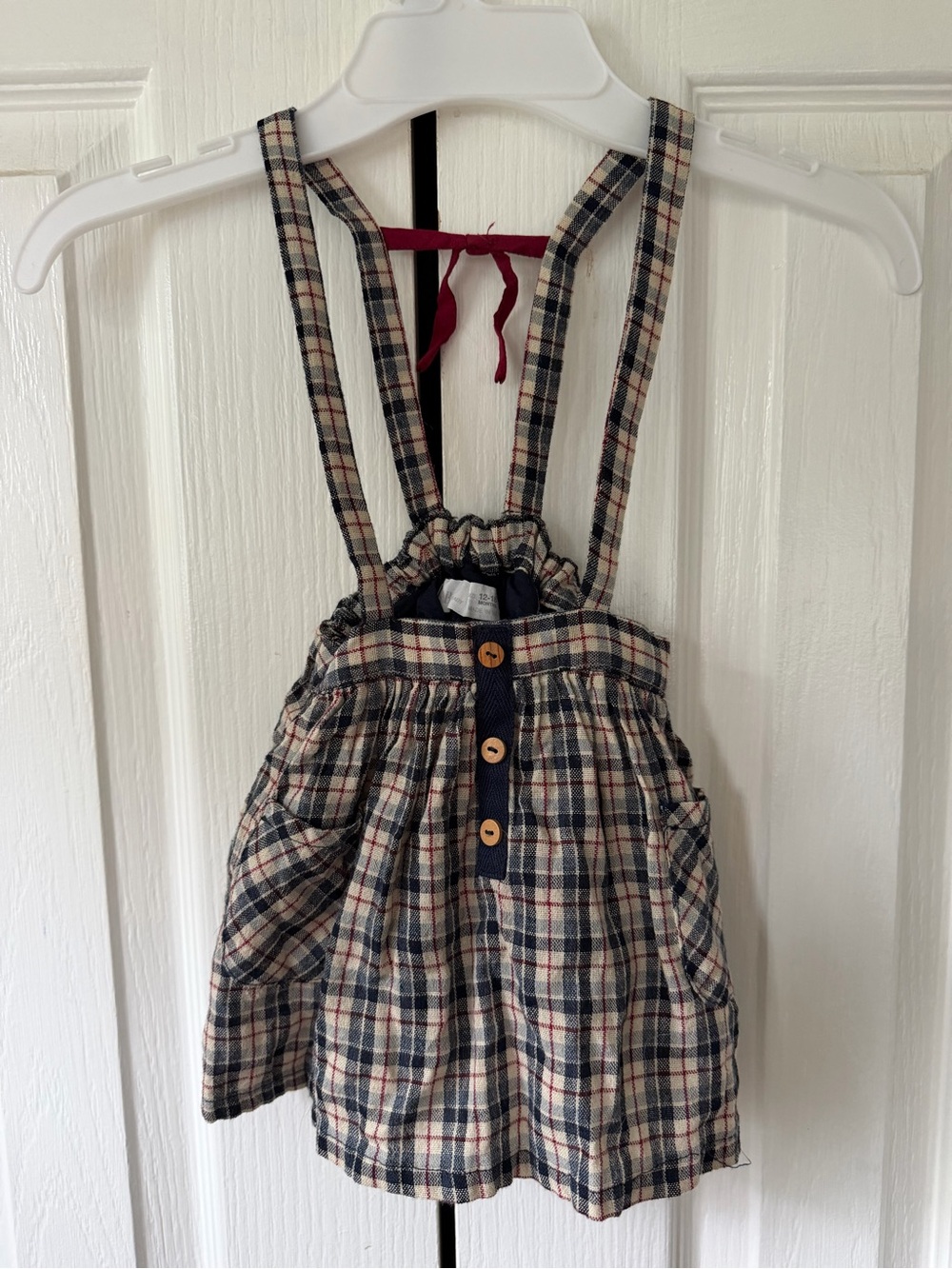 Zara Plaid Overall Skirt for Kids - Navy and Cream